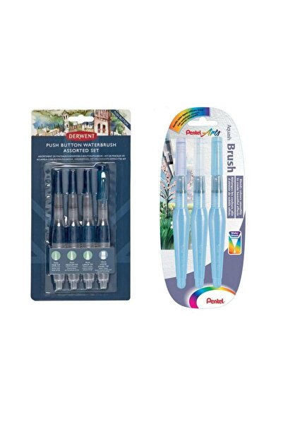 Art Tone DERWENT BUTONLU SU HAZNELİ FIRÇA + PENTEL SU HAZNELİ FIRÇA SETİ 7 PARÇA