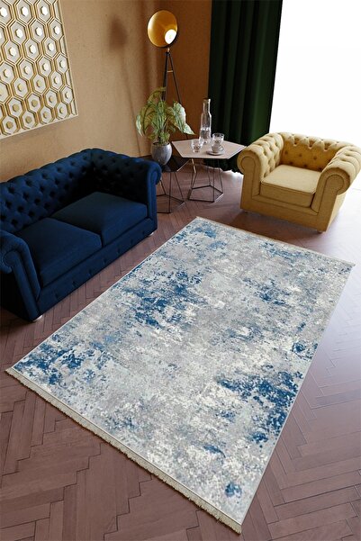 10 Post Online Salon Halısı Spor Mavi Gri Yolluk Kaymaz Yuvarlak Oval Kesme Ince Yıkanabilir Halı