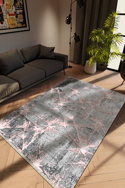 10 Post Online Modern Pembe Dijital Baskı Halı Kaydırmaz Ince Yıkanabilir