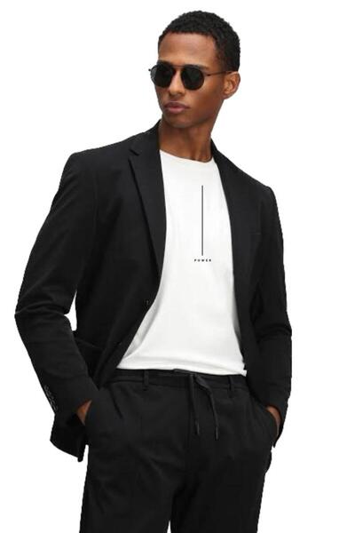 Siyah %100 Pamuk Oversize Basic Bisiklet Yaka Örme T-shirt Tişört