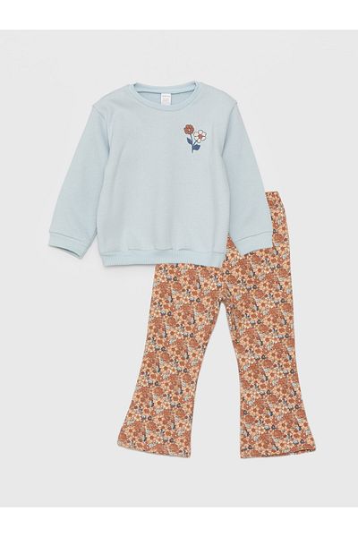 LC Waikiki Langarm-Sweatshirt und Leggings mit Rundhalsausschnitt für Babys – 2er-Set