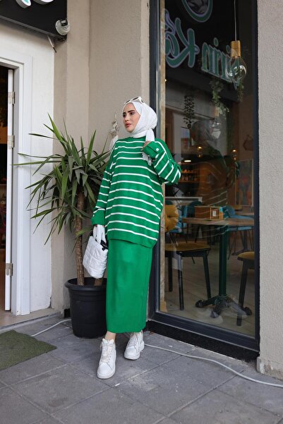 lurex moda STRIPED TUNIC SKIRT KNITWEAR SUIT