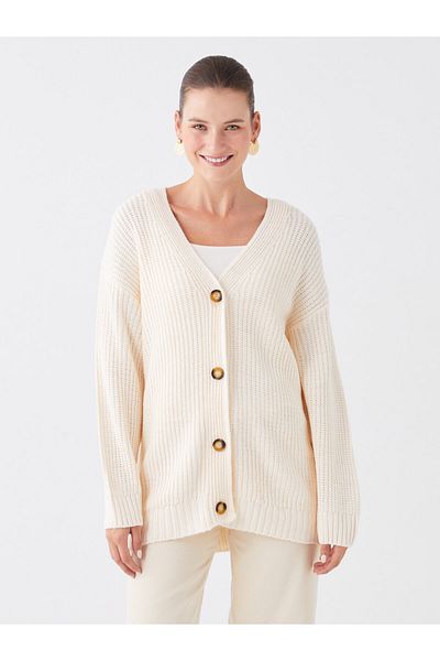 LC Waikiki V-Neck Long Sleeve Women's Knitwear Cardigan