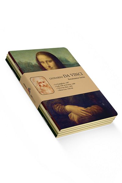 retronote Set de 4 caiete Da Vinci - Seria Renaissance - Necăptușit - 48 pagini - 10,5x14cm