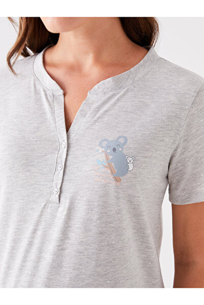 LC Waikiki Szivárgó gallérral nyomott, rövid ujjú kismama hálóing