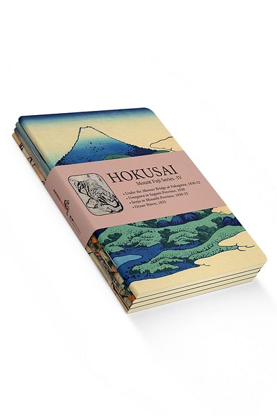 retronote Set de 4 caiete Hokusai 4 - Seria Fuji Mount Iv - Necăptușit - 48 pagini - 10,5x14cm