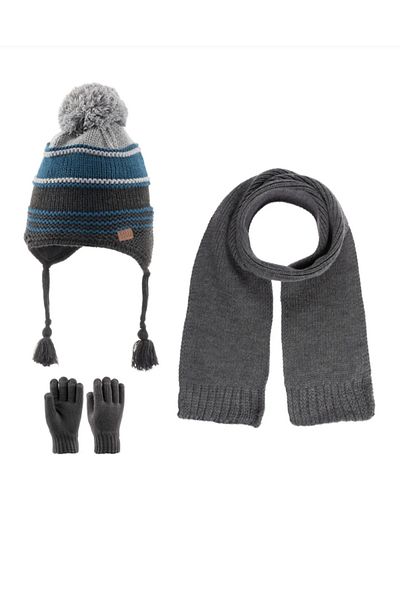 Kitti KİTİ ŠÁTEK SADA RUKAVIC BEANIE SET 3 DÍLNÁ SADA CHLAPEC 4-8 LET S FLEECEM
