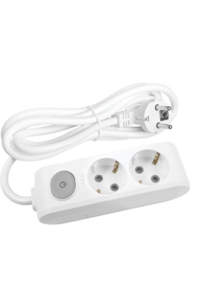 VİKO Multi-let 2'li Anahtarlı Topraklı Kablolu Çocuk K. Grup Priz 2 Metre Beyaz
