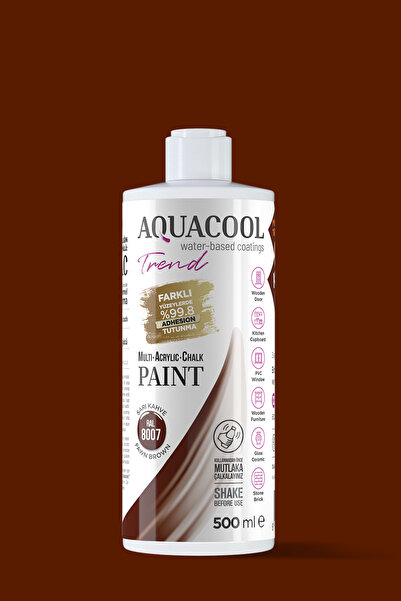 Aquacool Trend Su Bazlı Hibrit Kapı, Dolap, Fayans, Mobilya Boyası Ral Sarı Kahve 500ml