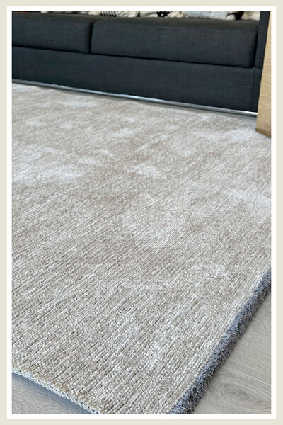 MYHOME HALI Konya Yıkanabilir Makine Dokuma Modern Çizgili Yumuşak Dokulu Salon Yolluk Düz Halı Krem