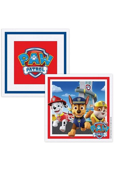 DZC KUZENLER AVM Paw Patrol, Paper Napkin 16 Pieces 33x33 Cm Party Birthday Supplies