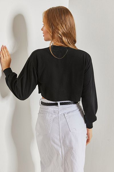 Bianco Lucci Dreifädiges Crop-Sweatshirt für Damen