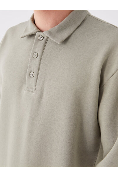 LC Waikiki Men's Sweatshirt - Polo Collar, Long Sleeve