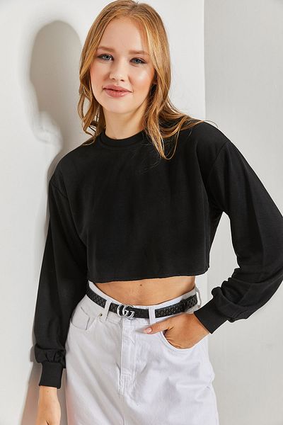 Bianco Lucci Dreifädiges Crop-Sweatshirt für Damen