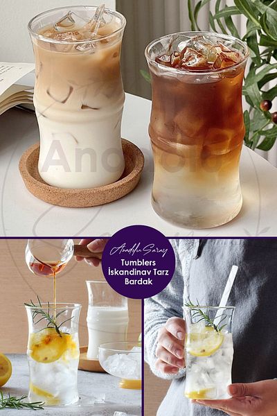 Anadolu Saray Heat Resistant 1 Piece Borosilicate Tumblers - Scandinavian Style Glass Cup and Coffee Presentation Cup