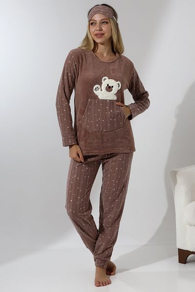 Wordex Зимна мека дамска пижама с плюшено мече Fawn 5014 Welsoft Fleece