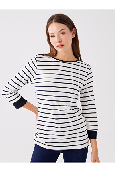 LC Waikiki Kayık Yaka Çizgili Kadın Tişört
