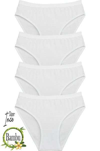 Humaone Pachet de 4 Chiloți Moale Super Subțiri Bamboo Alb Bm-t2