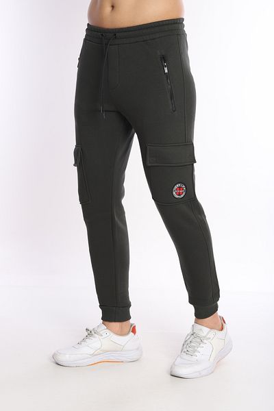 NEED LİFE Men's Khaki Winter Cargo Pocket Sweatpants