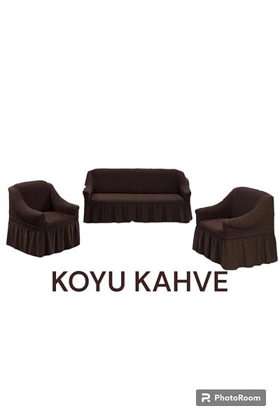 FurkanTicaret Комплект диван и фотьойл от памучен креп - Диван с первази, разтегателен диван и калъф за диван