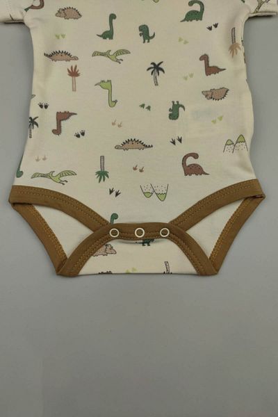 Peki Summer Girl Boy Baby Interlock 100% Cotton Full-fit Dino Organic Badi with Snaps from the Bottom 14930