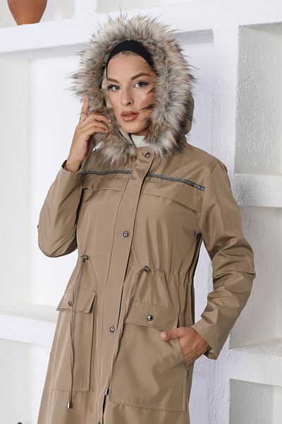 Modamihram Mink Coat - Stripe Detailed, Mi̇H10360