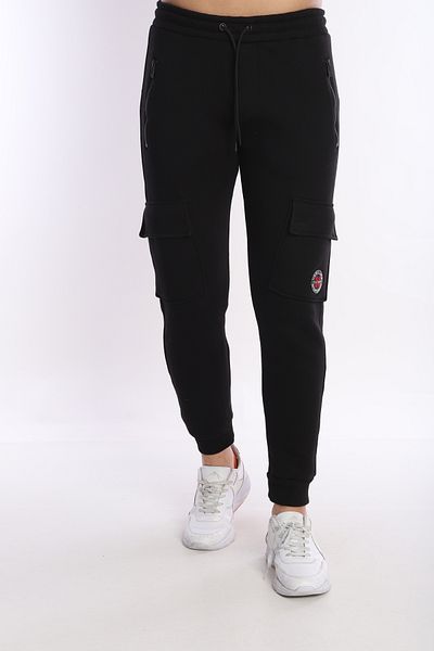 NEED LİFE Men's Black Winter Cargo Pocket Sweatpants