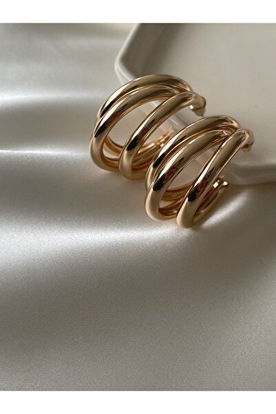 Lavian Accessories أقراط هوب ثلاثية ذهبية