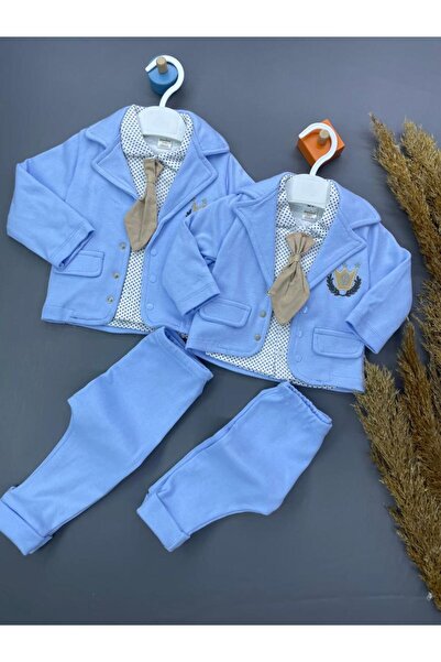 ZİMBOO KRAVAT AKSESUARLI ERKEK BEBEK CEKET 3 LÜ TAKIM