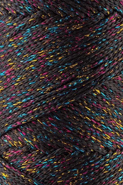 SENSY Multi Sparkle Glitter 200 gr Polyester Macrame Thread Dark Gray 2 Mm - 230 M Bag thread