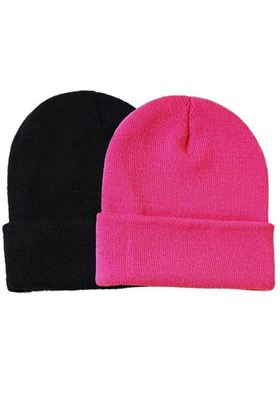 QUATEX Black Pink Double Unisex Folded Knitwear Plain Beret