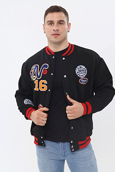 NEWLAKER Unisex Oversize Limited Edition Black Bomber College Jacket