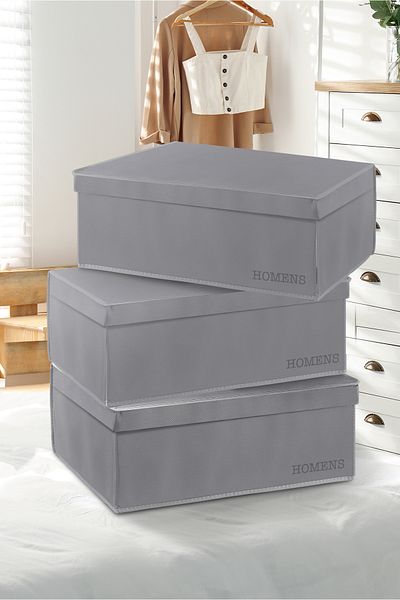 HOMENS 3 Pieces - Base Box - Multi-Purpose Laundry Storage Organizing Storage Box with Velcro Cover 50X40X19