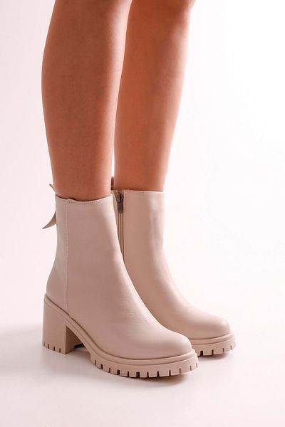 Shoeberry Dámské béžové kožené boty Marlo Beige Skin