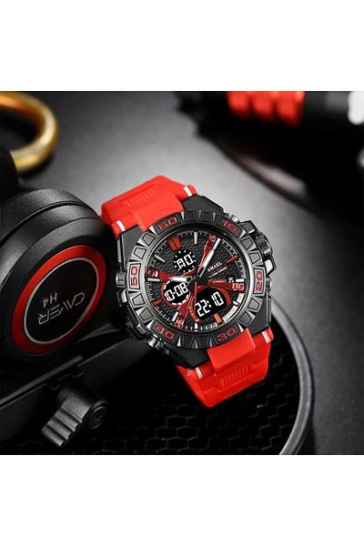 SMAEL 8071 Krmzi Digital and Analog Men's Wristwatch