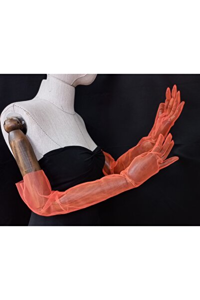 es moda shop Bella evening dress bridal gloves long neon orange