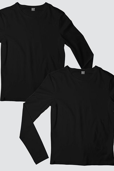 ROCKANDROLL Plain Black Long Sleeve Women's T-shirt Eco Pack of 2