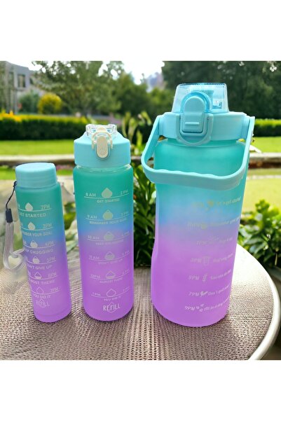 Comprox Motivational Water Bottle 3 Pack 2 Liter Water Bottle 750 ml 300 ml