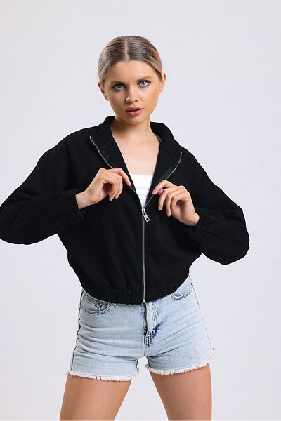 ladyzey hanorac negru cu fermoar pentru femei