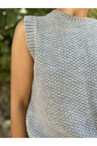 soBasic Велосипедний комір, спинка з деталями, безрукавний светр-кофта, сірий