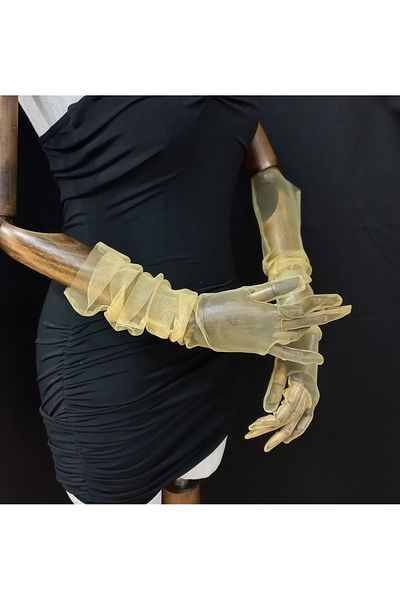 es moda shop Bella evening dress bridal gloves long light mustard