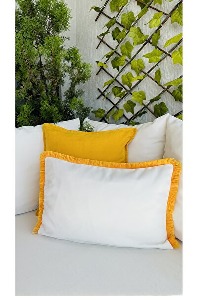 Decamor home Набір чохлів для подушок з бахромою, гірчично-жовтий / білий Boh...