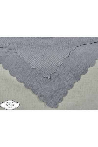 POYRAZ Shiny Patterned Chenille Gray Double Sided Sofa Sofa Bed Cover Shawl