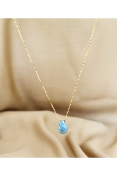 RM Bijuteri Zarif Damla Taş Gold Kolye