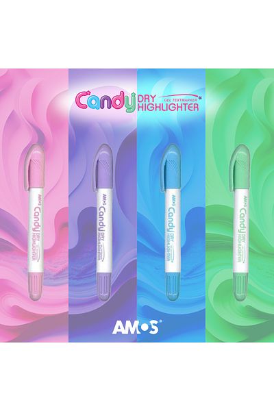 Amos Dry Highlighter - Highlighter Gel Pen Pastel Colors - 4-Piece Blister