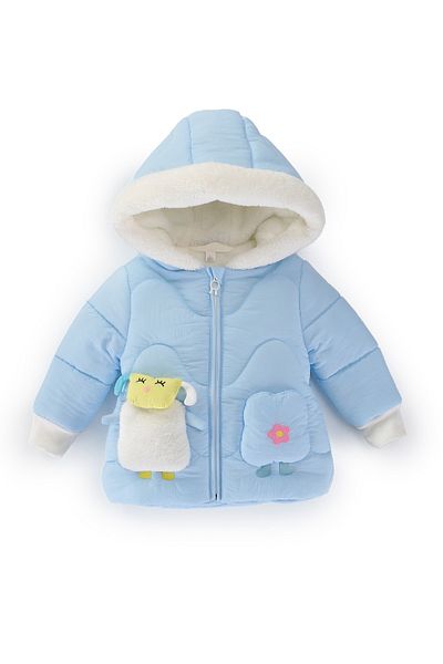 PODIUM GYM Trendy Cute Lamb Plush Hooded Winter Baby Girl Coat