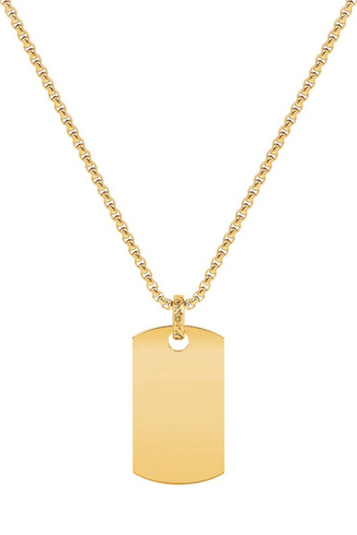 TREND COLLECTİON Paslanmaz Çelik Asker Künyesi Erkek Gold Zincir Kolye