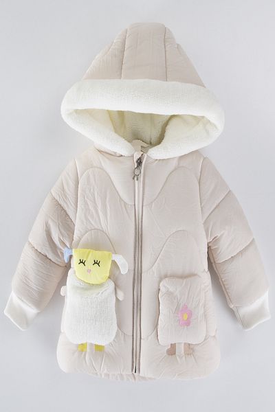 PODIUM GYM Special Series Trendy Cute Lamb Plush Hooded Winter Baby Girl Coat