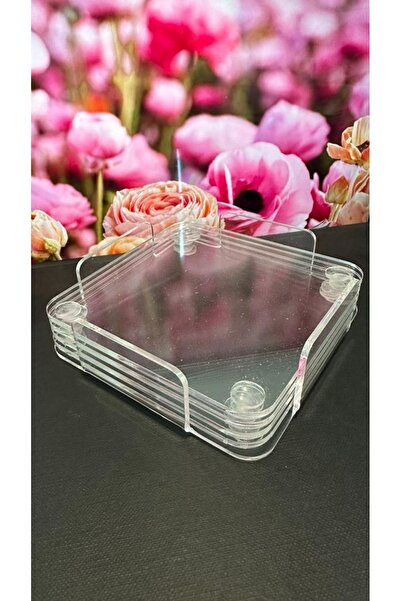 Queen Bee İstanbul مجموعة قواعد الأكواب الشفافة - زجاج شبكي مقطوع خصيصًا مع حامل