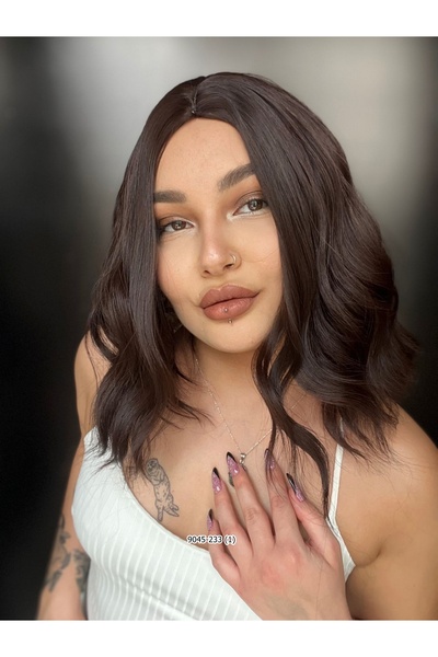 Suzan Peruk Lena Modeli Dalgalı Perçemsiz Peruk - Koyu Kahve